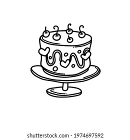 Cake Doodle vector icon. Drawing sketch illustration hand drawn cartoon line.