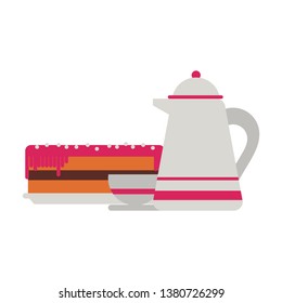 Cake and drink desserts flat