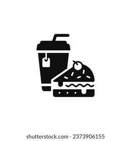 Cake and drink icon. Fast food icon isolated on white background