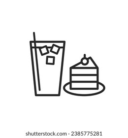 Cake and drink. Simple vector icon.