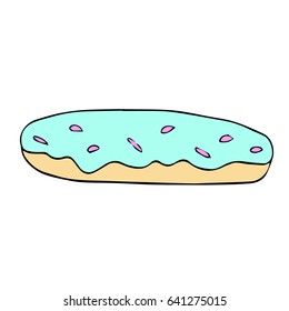 Cake eclairs illustration. Doodle style. Design icon, print, logo, poster, symbol, decor, textile, paper, card. 