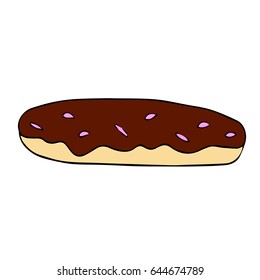 Cake eclairs illustration. Doodle style. Design icon, print, logo, poster, symbol, decor, textile, paper, card. 