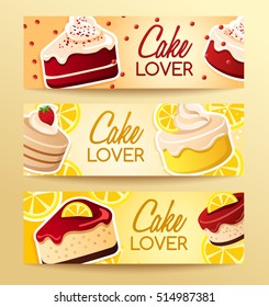 Cake Elements : Horizontal Banner Template : Vector Illustration 