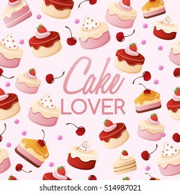 Cake Elements : Seamless Pattern : Vector Illustration 