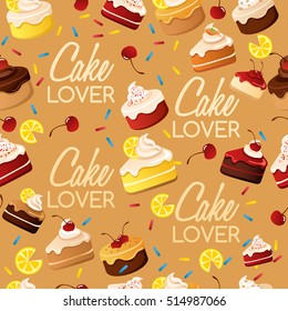 Cake Elements : Seamless Pattern : Vector Illustration 