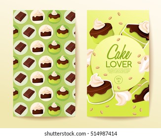 Cake Elements : Vertical Banner Template : Vector Illustration 