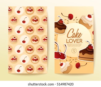 Cake Elements : Vertical Banner Template : Vector Illustration 