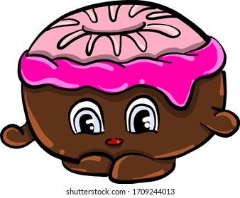 Pastel con ojos, ilustración, vector sobre fondo blanco