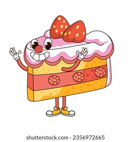Cake Fast Food Character Isolated Retro Cartoon Vector