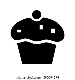 Cake. Fast food vector icon. Black and white illustration.