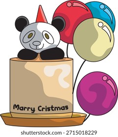 A cake featuring bright balloons and a holiday motif.