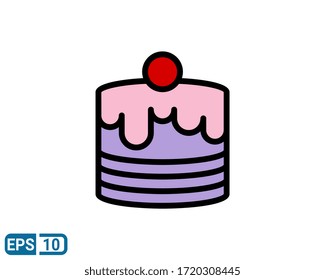 cake filled line style icon. illustration for graphic design, website, UI isolated on white background. EPS 10