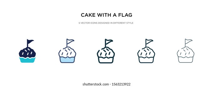 cake with a flag icon in different style vector illustration. two colored and black cake with a flag vector icons designed in filled, outline, line and stroke style can be used for web, mobile, ui