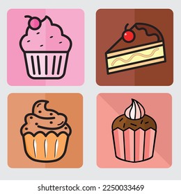 Cake flat design vector full color