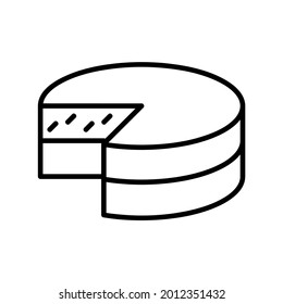 Cake flat icon. Cupcake pictogram for web. Line stroke. Isolated on white background. Outline vector eps10