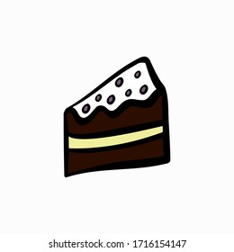 Icono de pastel plano. Dibujo a mano. Ilustración vectorial.