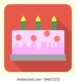 cake flat icon. food icon in modern material design style for web and mobile use