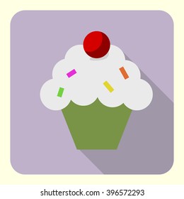 cake flat icon. food icon in modern material design style for web and mobile use