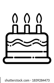 Kuchen flaches Symbol einzeln auf weißem Hintergrund