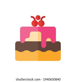 Vector de Ilustración con logotipo de icono plano de torta aislado. Juego de iconos de comida rápida y restaurante. Adecuado para diseño web, logotipo, aplicación y ampliación de su negocio.