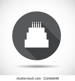 Cake  Flat Icon with long Shadow. Vector Illustration. 