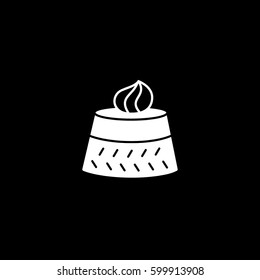Cake Flat Icon On Black Background