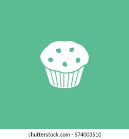 Cake Flat Icon On Green Background