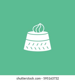 Cake Flat Icon On Green Background