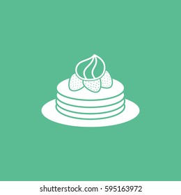 Cake Flat Icon On Green Background
