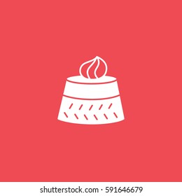 Cake Flat Icon On Red Background