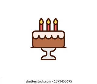 Cake flat icon. Single high quality outline symbol for web design or mobile app.  Holidays thin line signs for design logo, visit card, etc. Outline pictogram EPS10