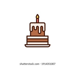 Cake Flat Icon. Single High Quality Outline Symbol For Web Design Or Mobile App.  Holidays Thin Line Signs For Design Logo, Visit Card, Etc. Outline Pictogram EPS10