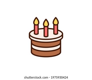 Cake Flat Icon. Single High Quality Outline Symbol For Web Design Or Mobile App.  Holidays Thin Line Signs For Design Logo, Visit Card, Etc. Outline Pictogram EPS10