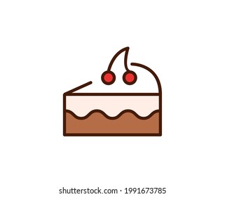 Cake Flat Icon. Single High Quality Outline Symbol For Web Design Or Mobile App.  Holidays Thin Line Signs For Design Logo, Visit Card, Etc. Outline Pictogram EPS10