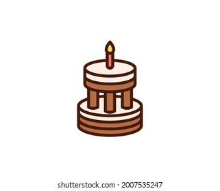 Cake Flat Icon. Single High Quality Outline Symbol For Web Design Or Mobile App.  Holidays Thin Line Signs For Design Logo, Visit Card, Etc. Outline Pictogram EPS10