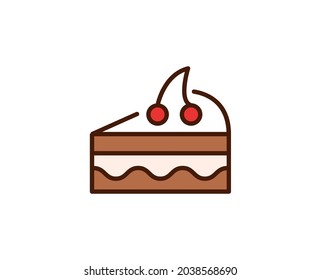 Cake Flat Icon. Single High Quality Outline Symbol For Web Design Or Mobile App.  Holidays Thin Line Signs For Design Logo, Visit Card, Etc. Outline Pictogram EPS10