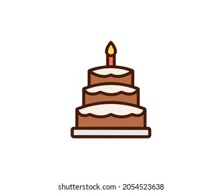 Cake Flat Icon. Single High Quality Outline Symbol For Web Design Or Mobile App.  Holidays Thin Line Signs For Design Logo, Visit Card, Etc. Outline Pictogram EPS10