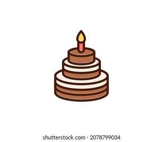 Cake Flat Icon. Single High Quality Outline Symbol For Web Design Or Mobile App.  Holidays Thin Line Signs For Design Logo, Visit Card, Etc. Outline Pictogram EPS10