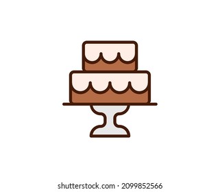 Cake Flat Icon. Single High Quality Outline Symbol For Web Design Or Mobile App.  Holidays Thin Line Signs For Design Logo, Visit Card, Etc. Outline Pictogram EPS10