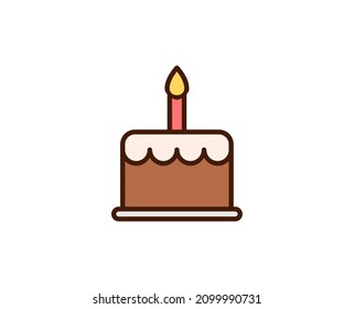 Cake Flat Icon. Single High Quality Outline Symbol For Web Design Or Mobile App.  Holidays Thin Line Signs For Design Logo, Visit Card, Etc. Outline Pictogram EPS10