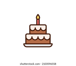 Cake Flat Icon. Single High Quality Outline Symbol For Web Design Or Mobile App.  Holidays Thin Line Signs For Design Logo, Visit Card, Etc. Outline Pictogram EPS10