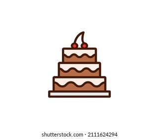 Cake Flat Icon. Single High Quality Outline Symbol For Web Design Or Mobile App.  Holidays Thin Line Signs For Design Logo, Visit Card, Etc. Outline Pictogram EPS10