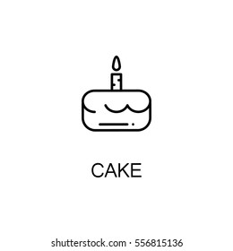 Cake flat icon. Single high quality outline symbol for web design or mobile app. Cake thin line sign for design logo, visit card, etc. Cake outline pictogram