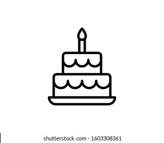 Cake Flat Icon. Thin Line Signs For Design Logo, Visit Card, Etc. Single High-quality Outline Symbol For Web Design Or Mobile App. Cake Outline Pictogram.