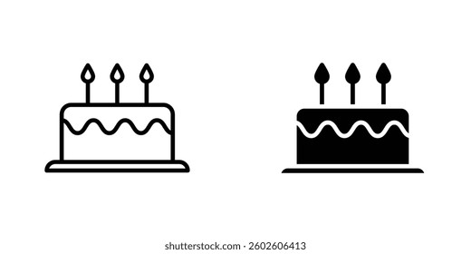 Cake flat Icons in line outline and flat solid style on white background