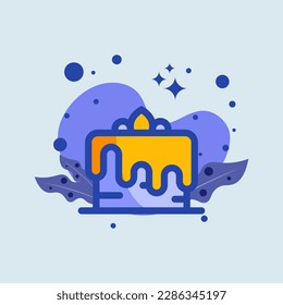 Cake flat illustration. Celebration signs vector illustration.