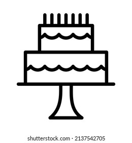 Cake flat line icon. Sweet dessert. Outline sign for mobile concept and web design, store.