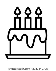 Cake flat line icon. Sweet dessert. Outline sign for mobile concept and web design, store.