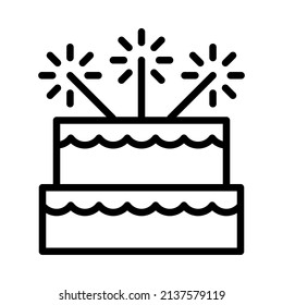 Cake flat line icon. Sweet dessert. Outline sign for mobile concept and web design, store.