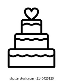 Cake flat line icon. Sweet dessert. Outline sign for mobile concept and web design, store.